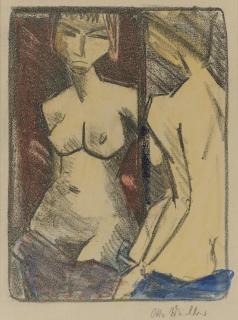 Otto Müller - Mädchenakt Vor Dem Spiegel (Karsch 132)