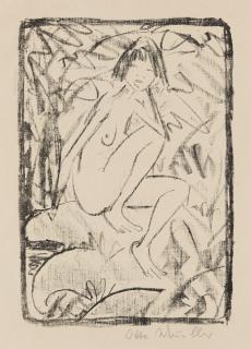 Otto Mueller - Sitzende, von Blattwerk umgeben (helle Fassung)