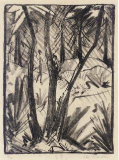 Otto Mueller - Waldlandschaft mit kleinen Figuren (2) (Karsch 74)