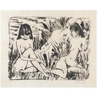 Otto Mueller - Zwei In Dünen Sitzende Mädchen (Karsch 109)