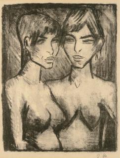 Otto Mueller - Zwei Mädchen-Halbakte (Galerie Nierendorf 121)