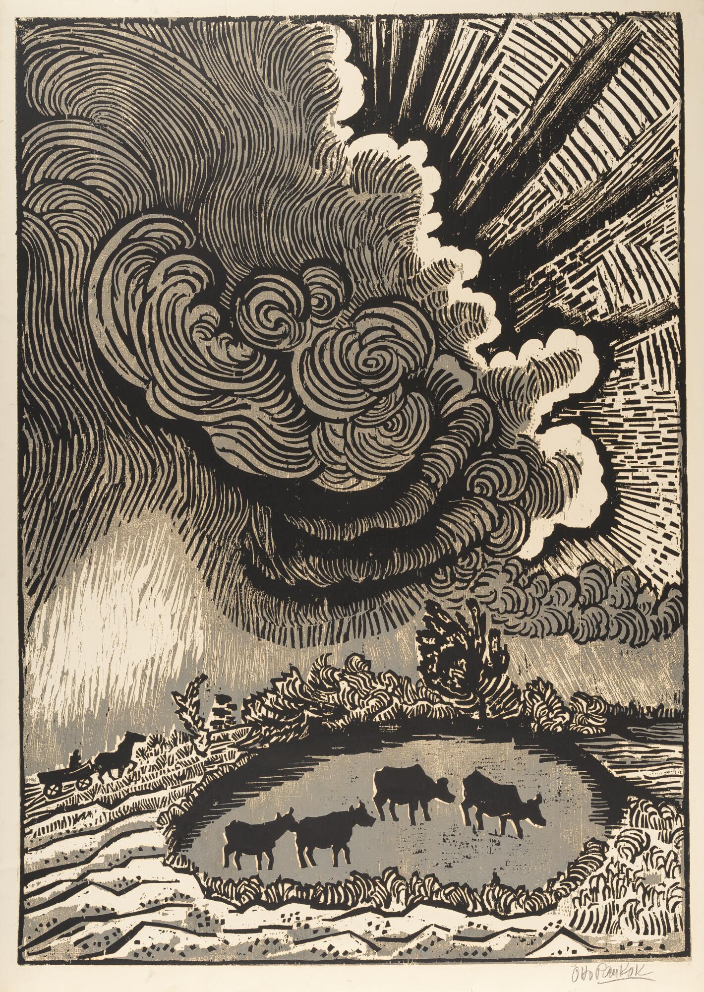 Otto Pankok - Kühe und Wolke