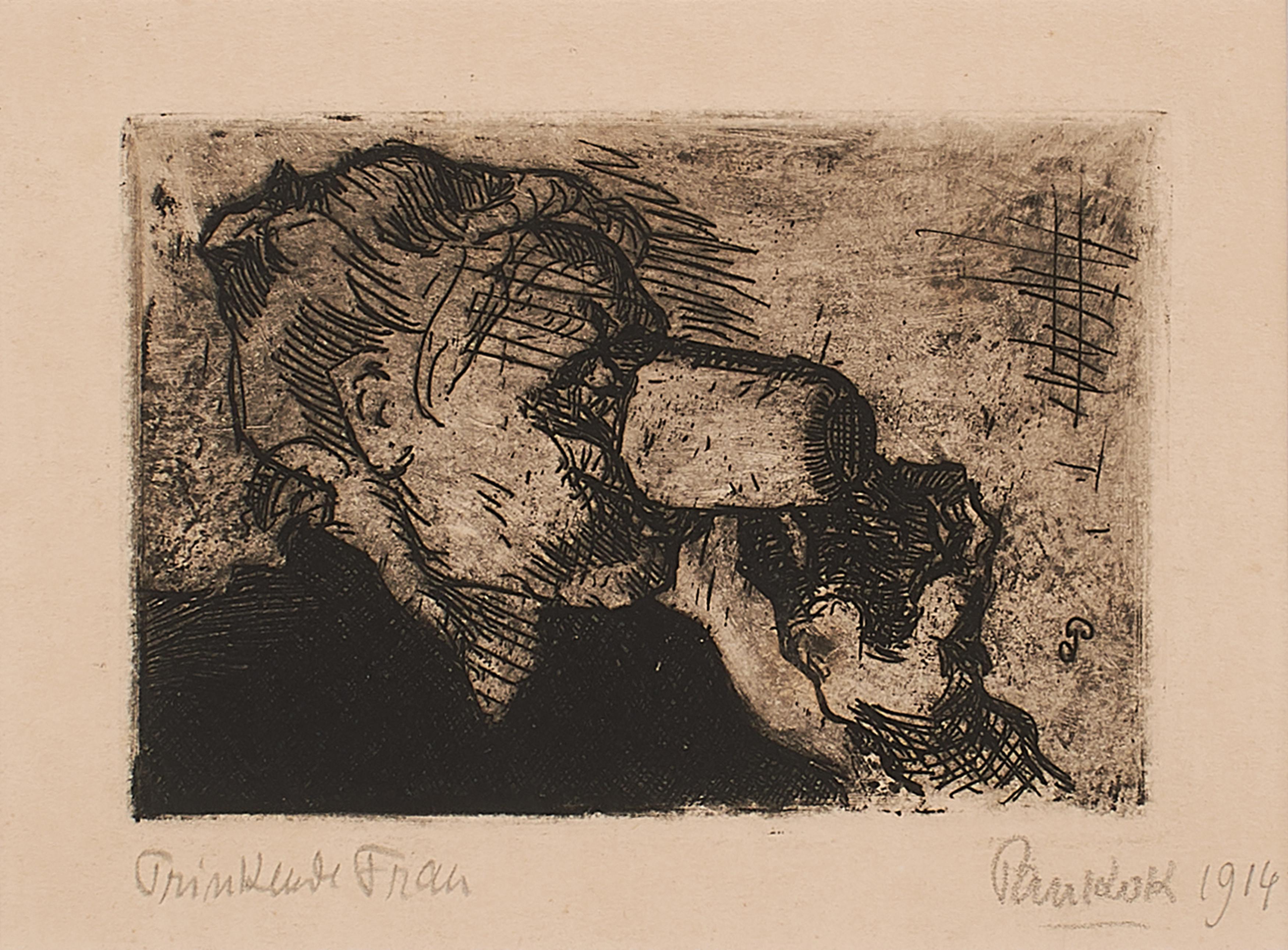 Otto Pankok - Trinkende Frau.