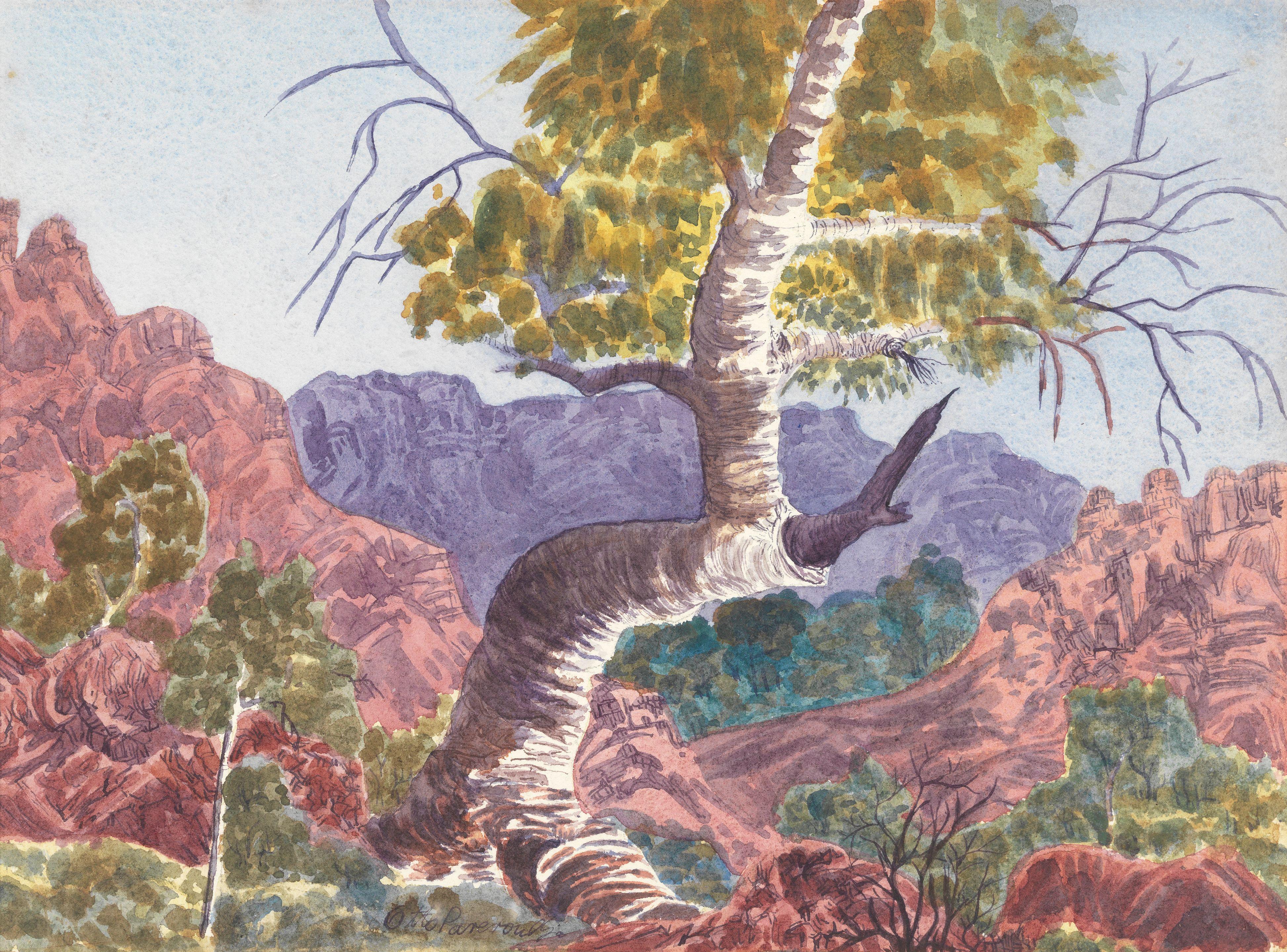 Otto Pareroultja - A gum tree in an Australian landscape