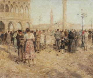 Otto Pippel - Auf dem Markusplatz in Venedig