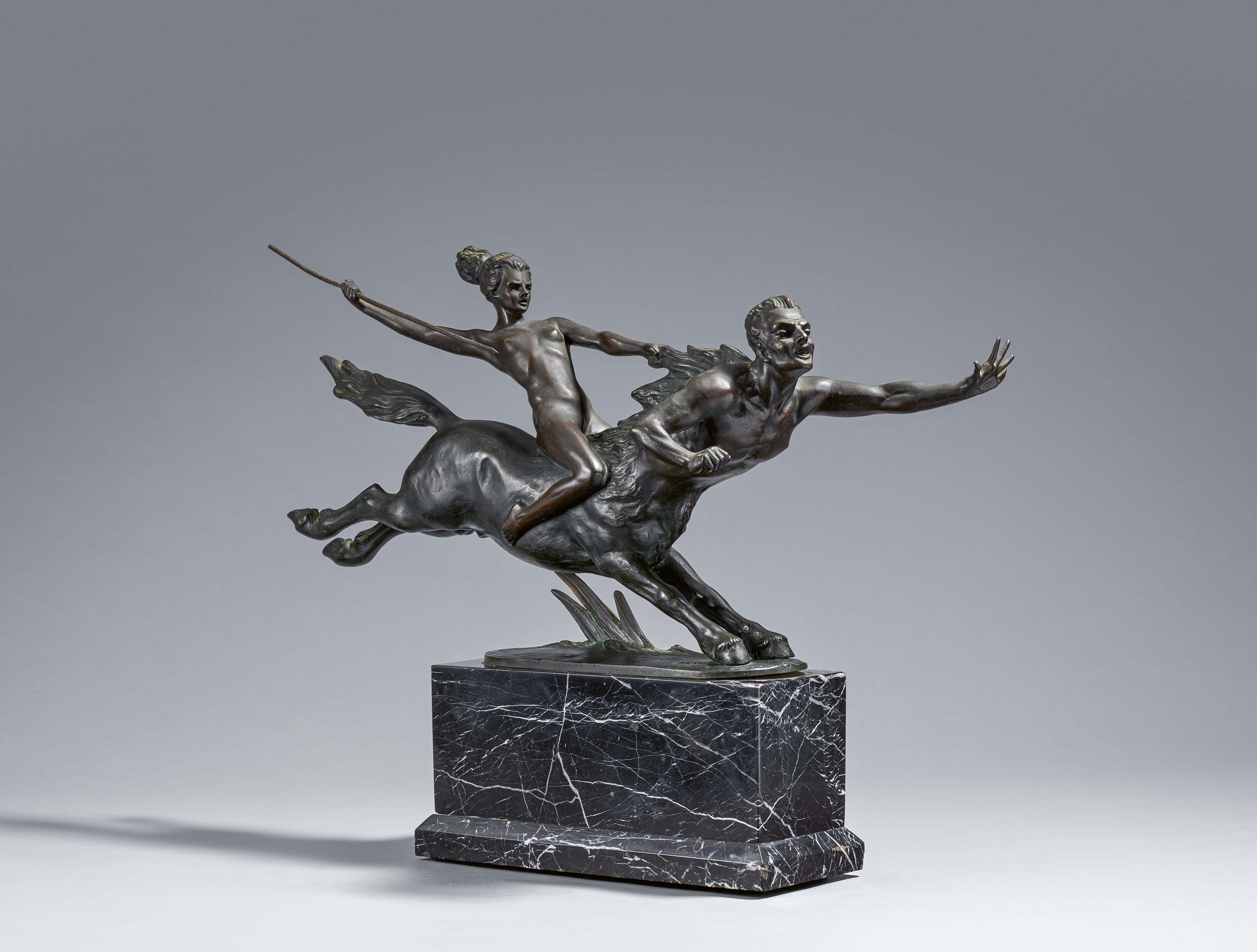 Otto Poertzel - Stürmender Kentaur mit Amazone.