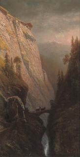 Otto Press - A carriage crossing a gorge on the Via Mala