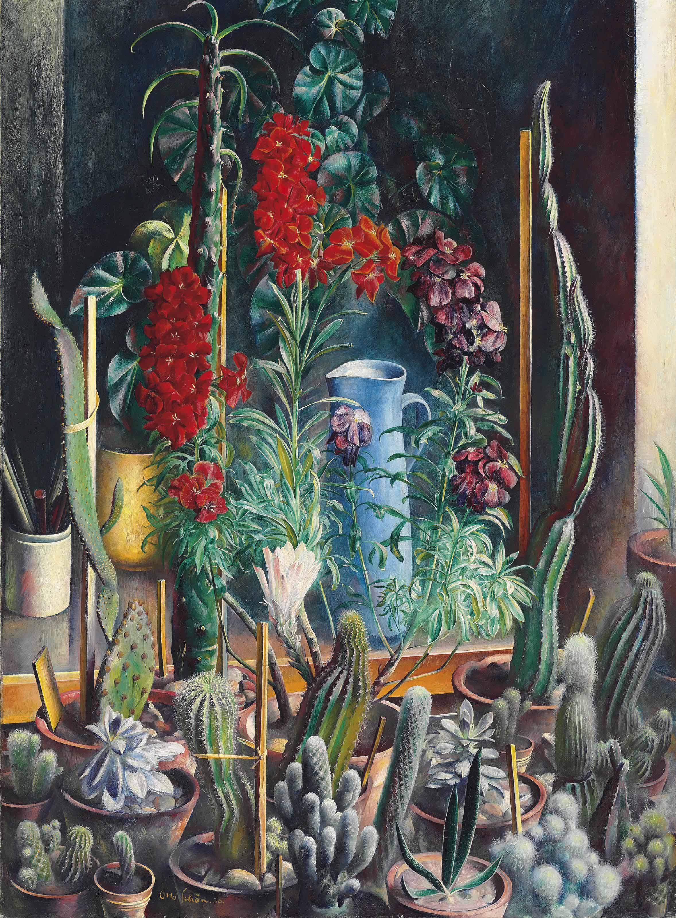 Otto Schön - Goldlack Mit Kakteen