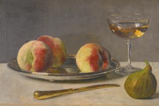 Otto Scholderer - German Still Life With Peaches And Fig