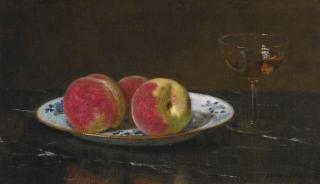 Otto Scholderer - German still Life With Peaches And Glass