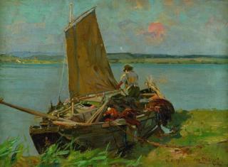 Otto Strützel - Boot mit Segel (Chiemsee)