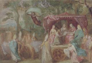 Otto van Veen - The Triumph of the Church: Ecclesia presented with the Doctrines, seated in a chariot attended by the Four Doctors of the Church