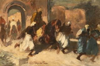 Otto von Faber Du Faur - Beduinenreiter verlässt einen Palast