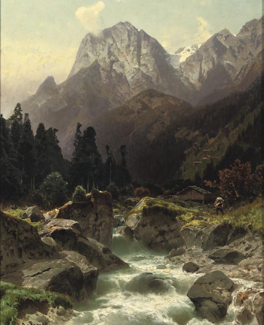 Otto Werner Henning Von Kameke - Along a Alpine river