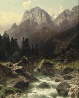 Otto Werner Henning Von Kameke - Along a Alpine river