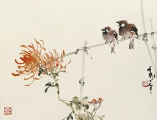Ou Haonian - Birds and Chrysanthemum