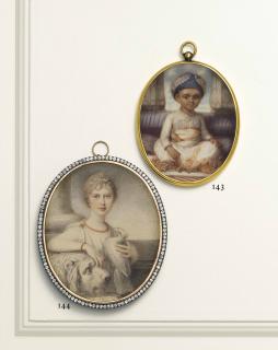 Ozias Humphry, R.A. - The Sahibzada (C. 1782 - C. 1817), In Orange And White Robe, Wearing A Blue Nawabi Turban, Seated Cross-Legged On A Gold Striped Purple Cushion; Column Background