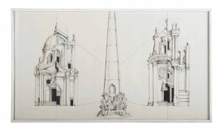 Pablo Bronstein - 4 Alternative Designs for the Piazza Del Popolo in the Style of Carlo Rainaldi