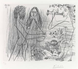 Pablo Picasso - Amoureux, Flûtiste Et Mangeurs De Pastèques, From: Séries 347