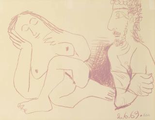 Pablo Picasso - Buste d\'homme et femme nus