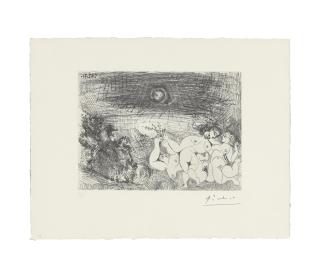 Pablo Picasso - Cavalier surprenant des Femmes dansant au Clair de Lune, from: La Série 156