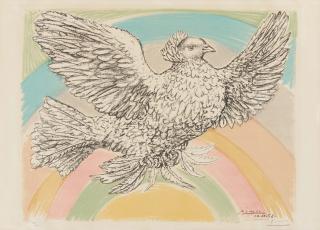 Pablo Picasso - Colombe volant (à l’arc-en-ciel).