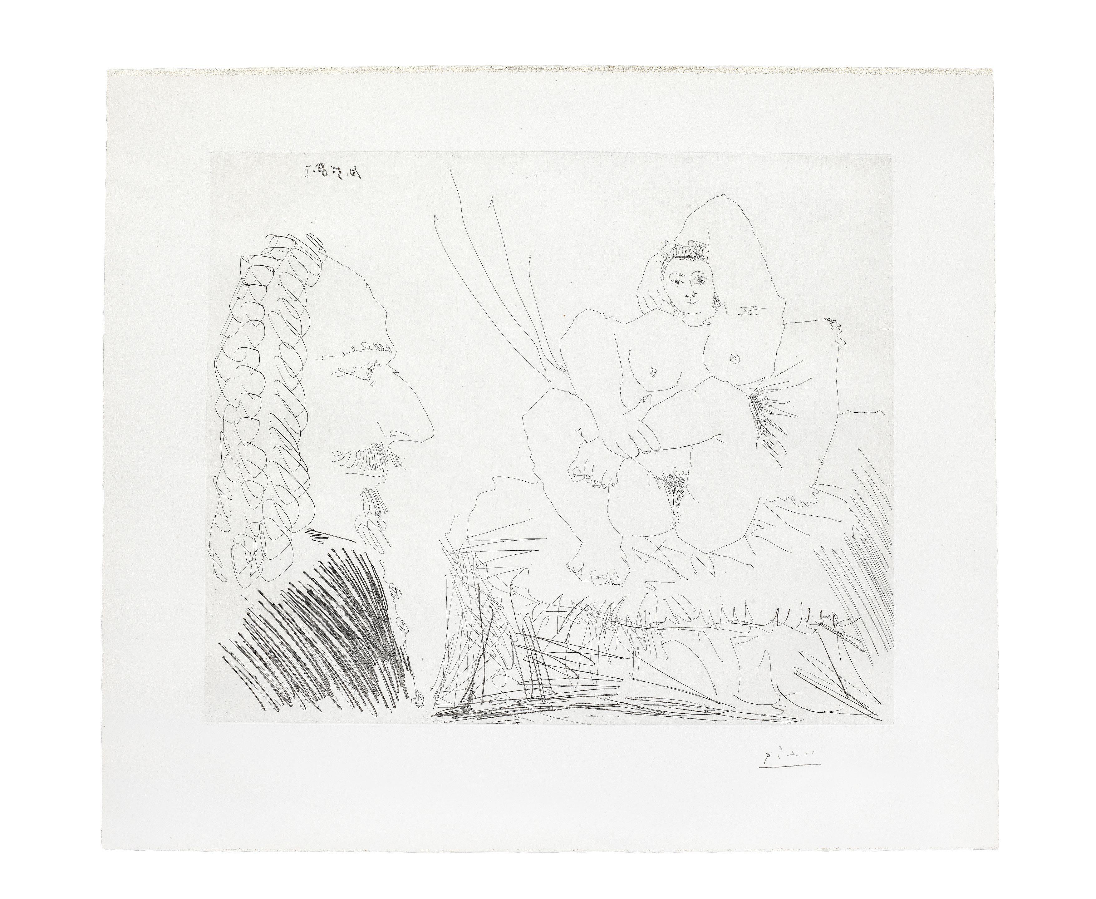 Pablo Picasso - Courtisane au Lit avec un Visiteur, from Séries 347