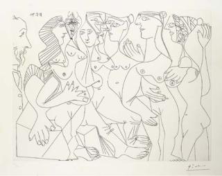 Pablo Picasso - Degas au double Regard et sept Baigneuses, from La Séries 156 (B. 1991; Ba. 2001 Ba)