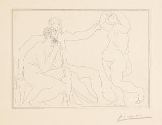 Pablo Picasso - Deux Sculpteurs devant une Statue, from La Suite Vollard