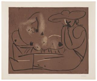 Pablo Picasso - Femme couchée et Homme au Grand Chapeau