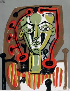 Pablo Picasso - Figure au corsage rayé (Bloch 604; Mourlot 179)