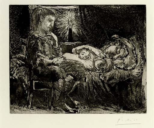 Pablo Picasso - Garçon et Dormeuse à la Chandelle, plate 36 from La Suite Vollard (B. 226; Ba. 440 IIIBd)
