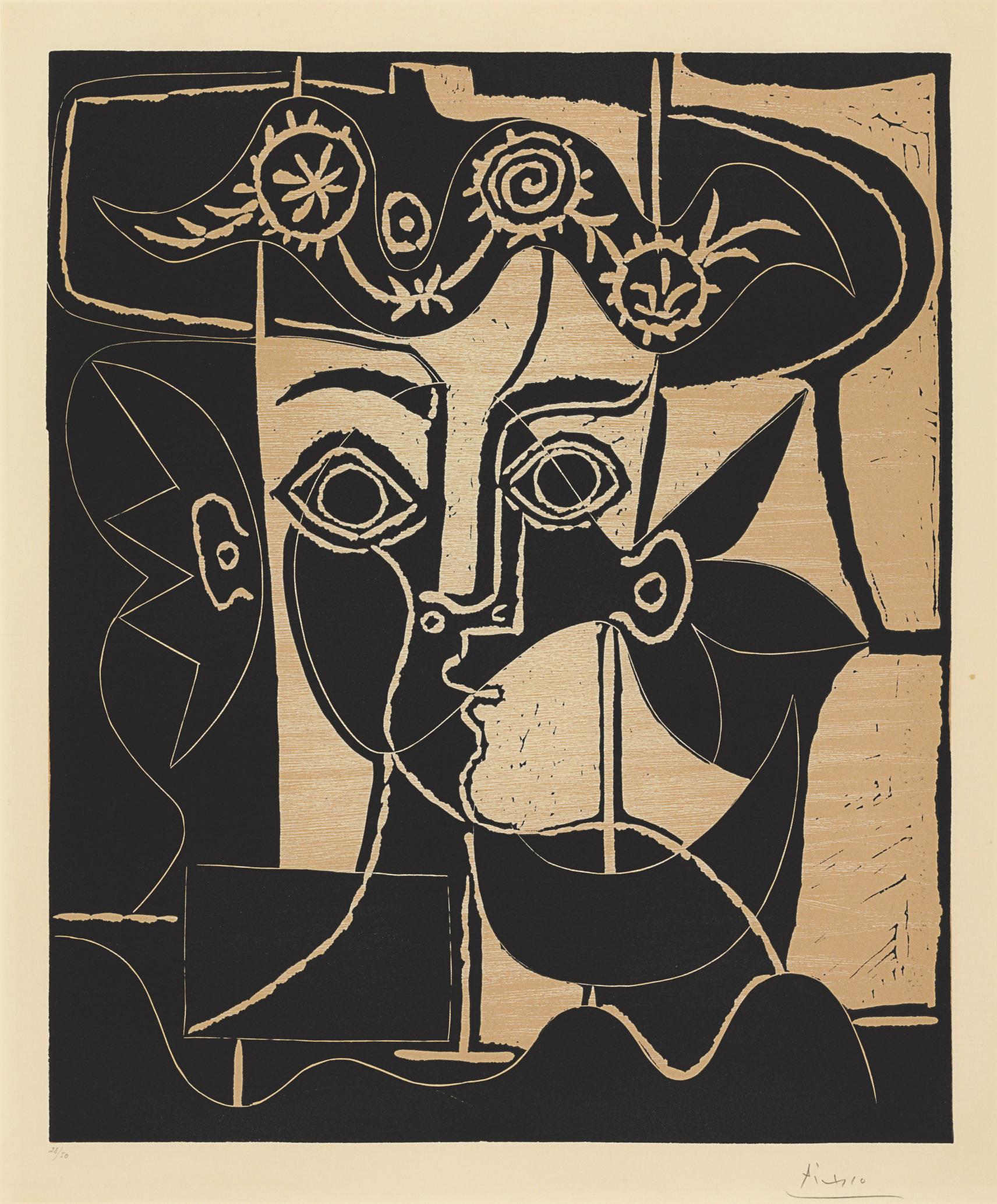 Pablo Picasso - Grande Tête de Femme au Chapeau orné (B. 1077; Ba. 1317)