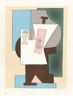 Pablo Picasso - Guitare et Partition sur Guéridon