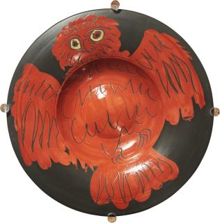Pablo Picasso - Hibou Rouge Sur Fond Noir (Alain Ramié 399)