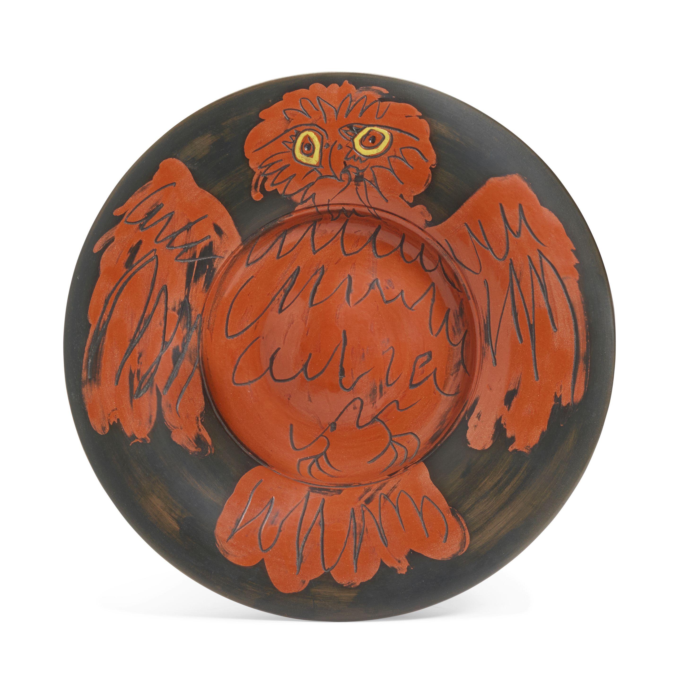 Pablo Picasso - Hibou rouge sur fond noir