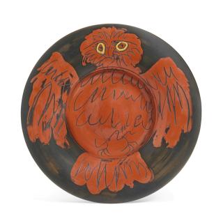 Pablo Picasso - Hibou rouge sur fond noir