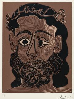 Pablo Picasso - Homme Barbu Couronné De Feuilles De Vigne (B. 1088; Ba. 1308; Pp. L-129)