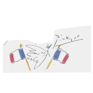 Pablo Picasso - La Colombe Avec Deux Drapeaux Tricolores