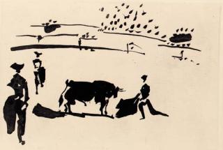 Pablo Picasso - La Tauromaquia: Echan perros al toros (B. 961; Ba. 981); and Citando al toro con la capa (B. 956; Ba. 976)