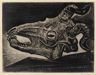 Pablo Picasso - Le crane de chêvre sur la table (B. 696; Ba. 903)