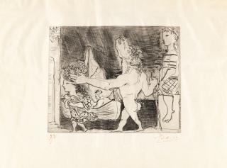 Pablo Picasso - Minotaure aveugle guidé dans la nuit par une petite fille au pigeon
