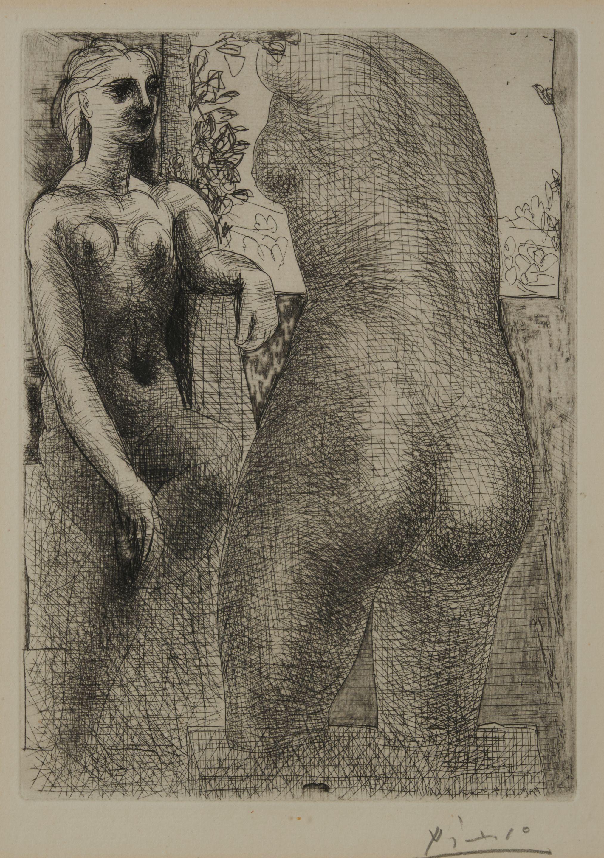 Pablo Picasso - Modèle et grande sculpture de dos, from La Suite Vollard
