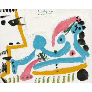 Pablo Picasso - Nu Allongé Et Tête D\'Homme De Profil