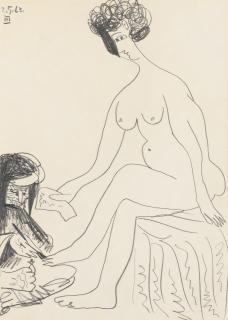 Pablo Picasso - Nu Assis Et Personnage