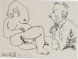 Pablo Picasso - Nu Couché Et Buste D\'Homme