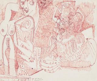 Pablo Picasso - Nu debout et homme tenant un verre