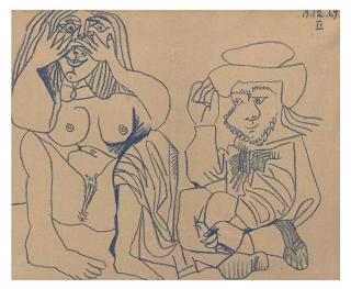 Pablo Picasso - Nu et homme assis