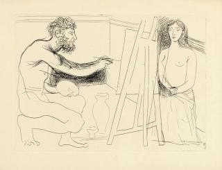 Pablo Picasso - Peintre devant son Chevalet, from Chef-d\'Oeuvre Inconnu (Bloch 93; Cramer book 20)