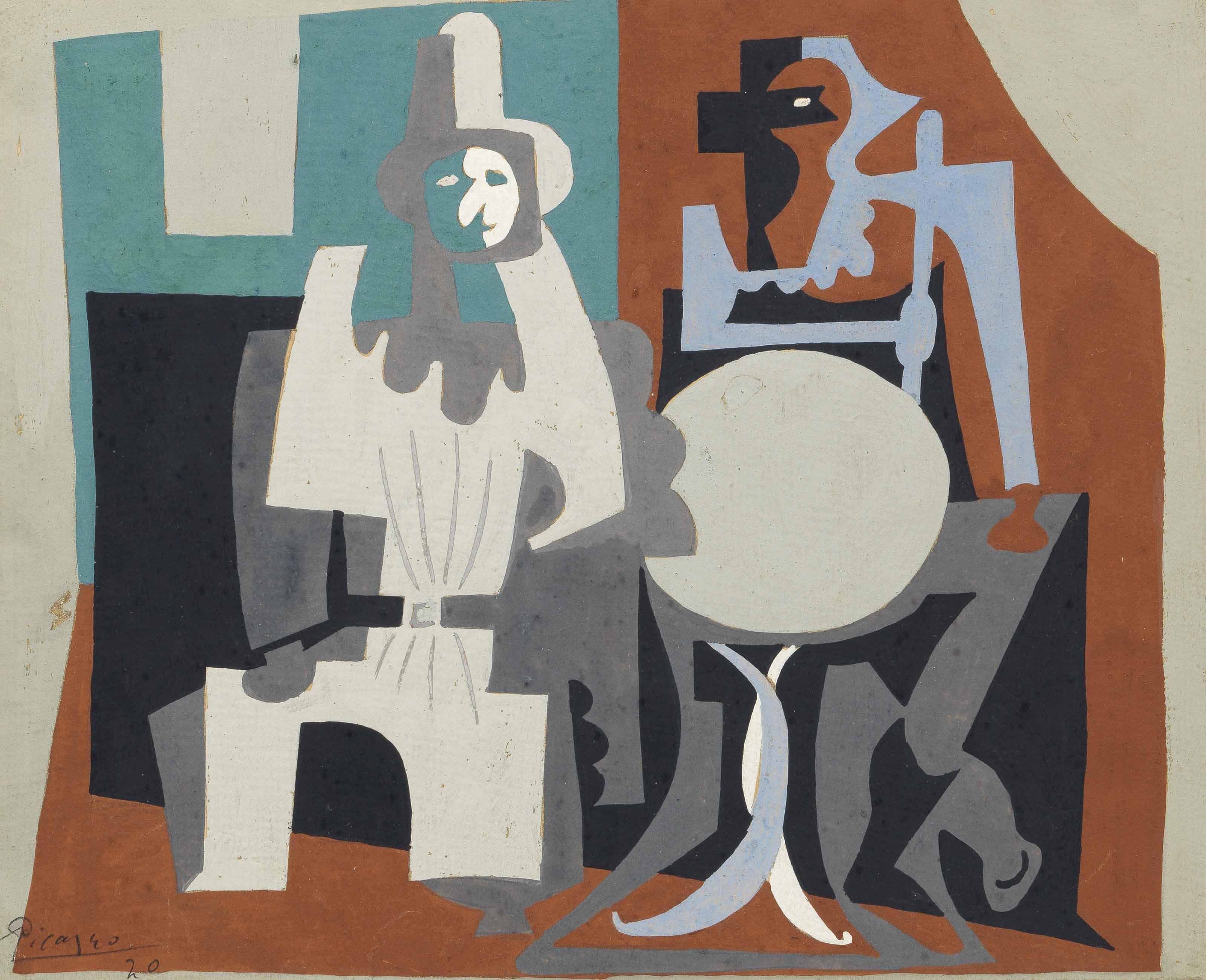 Pablo Picasso - Pierrot et Arlequin à la terrasse de café